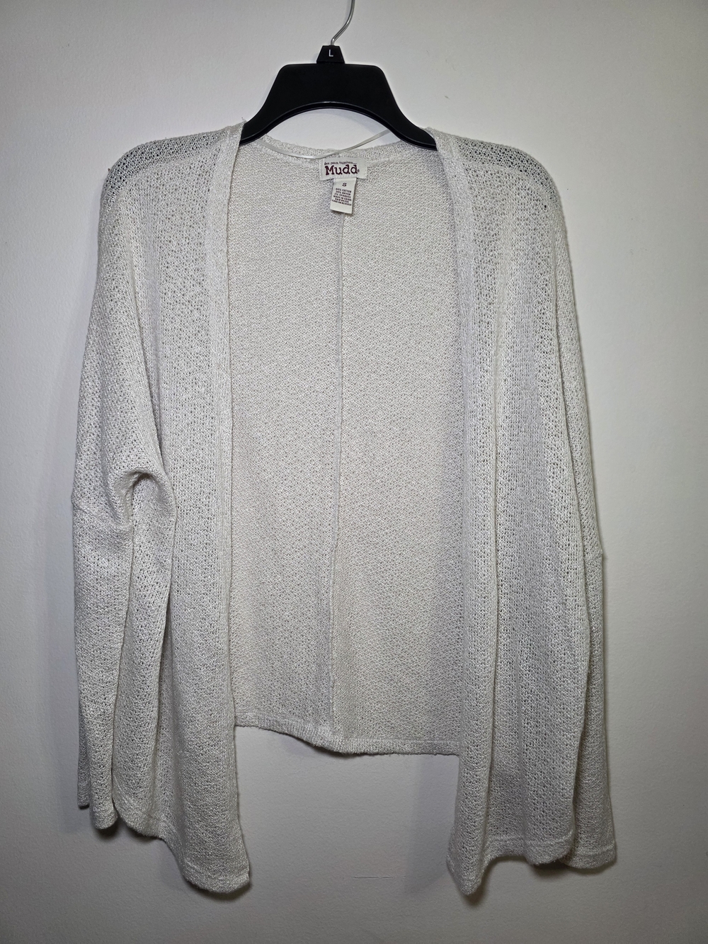 Mudd Light Cream Open-Front Knit Cardigan